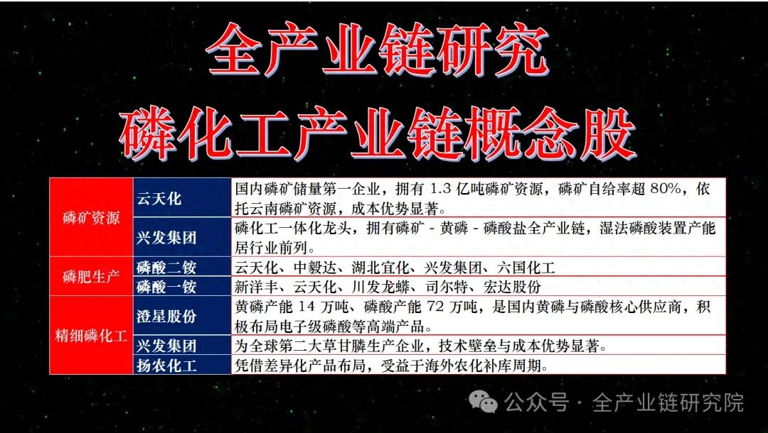 磷化工逻辑_磷化工股票有哪些_26年化工投资主线