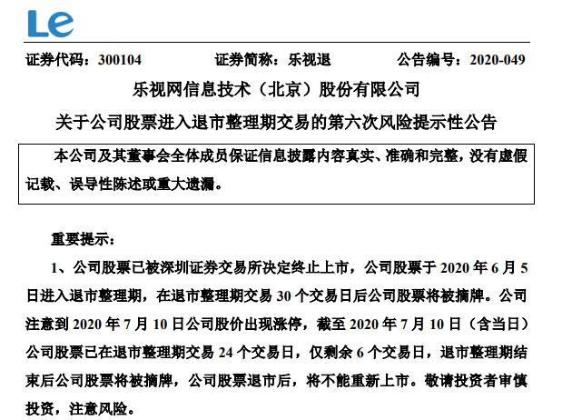 乐视退市整理期最后交易日_乐视网股价巅峰时期_乐视股价现在是多少钱